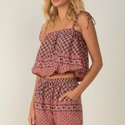 Olive & Bette's Accessories Olive And Bette's - Toni Printed Top -Navy Rose Leaf