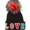 Jocelyn - Be In Love Hat With Faux Pom - Black