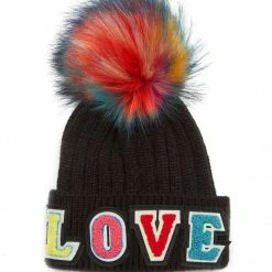 Jocelyn - Be In Love Hat With Faux Pom - Black