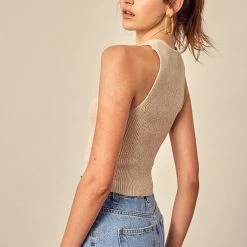 Miou Muse Olive And Bette's - V-Neck Knit Tank - Beige Accessories