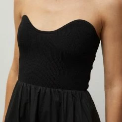 Crescent Olive And Bette's - Christa Knitted Bustier Midi Dress - Black