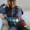 Accessories LOVED Collection - Rainbow Heart Loved Zip Hoodie - Navy