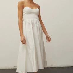 Crescent Dresses Olive And Bette's - Christa Knitted Bustier Midi Dress - Ivory