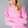 Olive & Bette's Olive And Bette's - Shirred Shoulder Sweater - Cool Pink