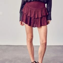 Olive & Bette's Olive And Bette's - Silky Smocked Mini Skort - Ox Blood Skirts