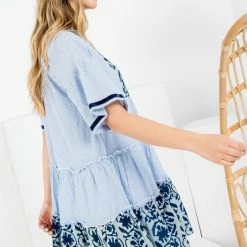 Olive & Bette's Olive And Bette's - Striped Baby Doll Dress -Blue/White Dresses