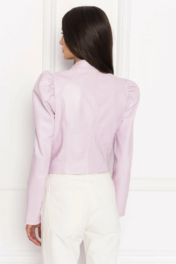 Lamarque - KAIA Puff Sleeve Leather Jacket - Lavender Jackets
