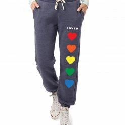 LOVED Collection- Rainbow Heart Loved Sweatpant - Navy