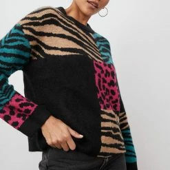 Rails - Kylie Black Patchwork Animal Sweater Sweaters