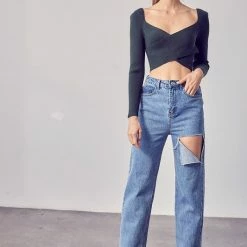 Olive & Bette's Accessories Olive And Bette's - Ribbed Knit Top - Deep Green