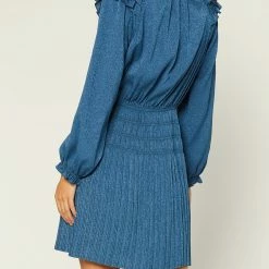 Olive & Bette's Olive And Bette's - L/S Split Neck Dress Teal Blue Dresses