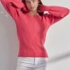 Olive & Bette's Olive And Bette's - Shirred Shoulder Sweater - Pink Berry Sweaters