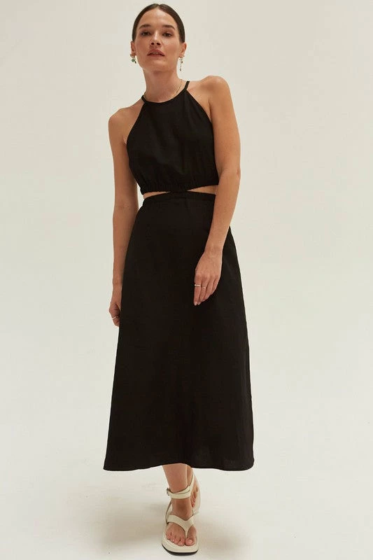 Olive & Bette's Dresses Olive And Bette's - Montana Halter Two Piece Midi Dress - Black