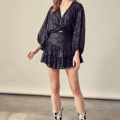 Olive & Bette's Olive And Bette's - Ruffle Sequin Skort - Black