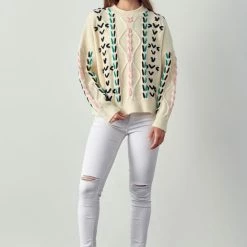 Olive & Bette's Olive And Bette's - Drop Shoulder Sweater - Multicolor Stitch Sweaters