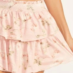 PerfectWhiteTee Love Shack Fancy - Ruffle Mini Skirt - Ballet Pink