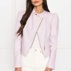 Lamarque - KAIA Puff Sleeve Leather Jacket - Lavender Jackets