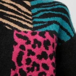 Rails - Kylie Black Patchwork Animal Sweater Sweaters