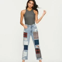 Blue Revival - Plaid Patchwork Jean - Dallas Pants