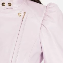 Lamarque - KAIA Puff Sleeve Leather Jacket - Lavender Jackets