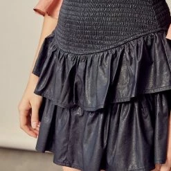 Olive & Bette's Skirts Olive And Bette's - Faux Leather Ruffle Skort - Black