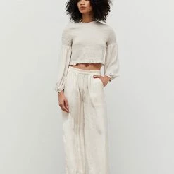 Olive & Bette's Olive And Bette's - Satin Smocked Body Blouse - Cream