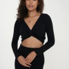 T-Shirts Project Social T- Blanca Twist Front Crop Top - Black