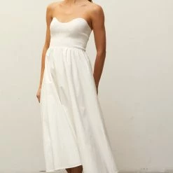 Crescent Dresses Olive And Bette's - Christa Knitted Bustier Midi Dress - Ivory