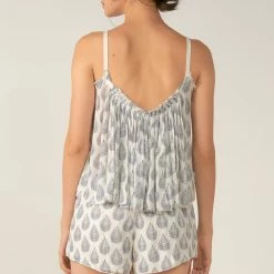 Elan Olive And Bette's - Hannah Leaf Print Tank - Off White/Navy Accessories