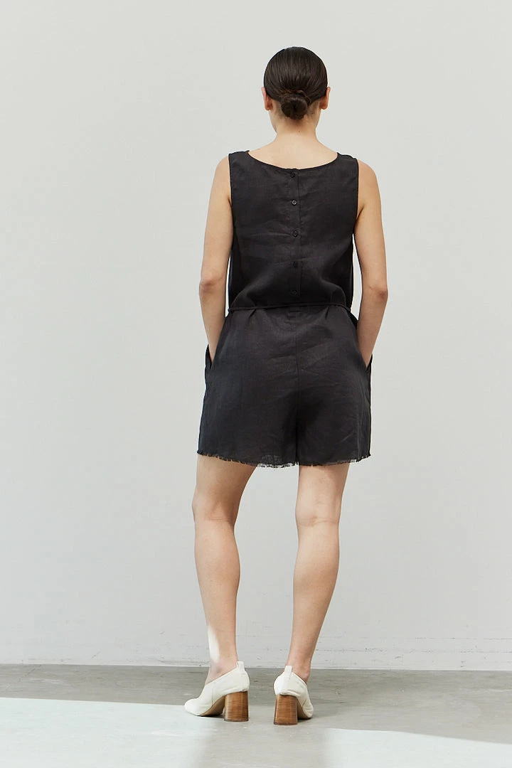 Olive & Bette's Dresses Olive And Bette's - Linen V-Neck Romper - Shadow