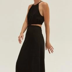Olive & Bette's Dresses Olive And Bette's - Montana Halter Two Piece Midi Dress - Black
