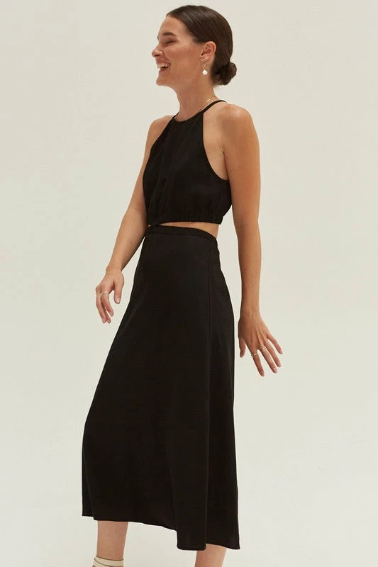 Olive & Bette's Dresses Olive And Bette's - Montana Halter Two Piece Midi Dress - Black