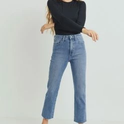 Just Panmaco Inc Pants Just Black - High Rise Classic Straight Medium Wash