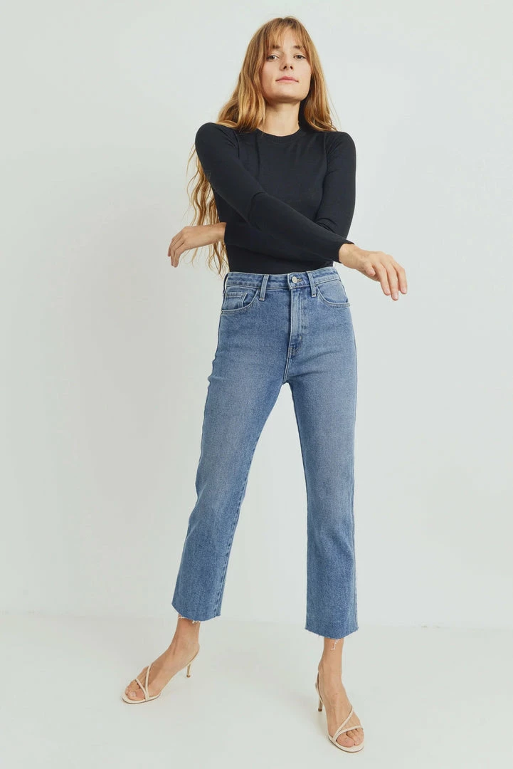 Just Panmaco Inc Pants Just Black - High Rise Classic Straight Medium Wash