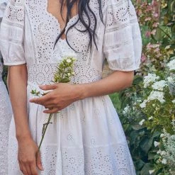 Love Shack Fancy - Valente Mini Dress - Antique White Dresses