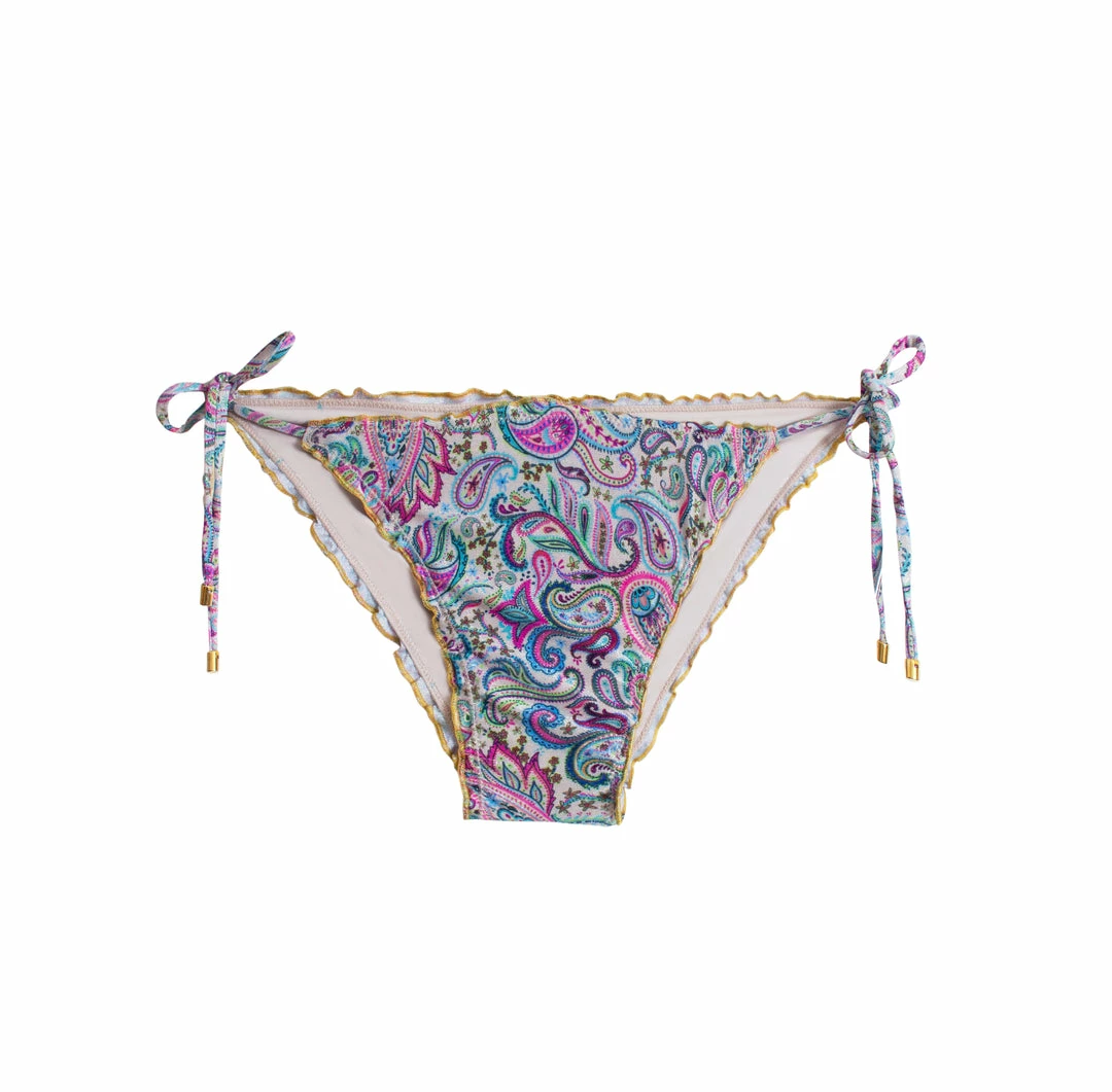 Intimates PQ Swim - Paisely Coast Lettuce Edge Tie Full Bottom