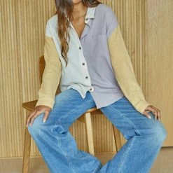 Olive & Bette's Olive And Bette's - Stanley Colorblock Button Down - Lavender/Mustard