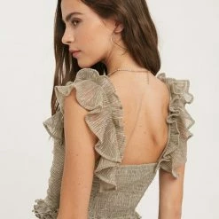 Olive & Bette's Olive And Bette's - Sparkled Ruffled Top - Taupe