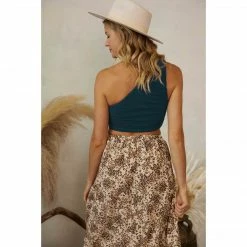 Olive & Bette's Accessories Olive And Bette's - Ruching One Shoulder Crop Top - Deep Sea