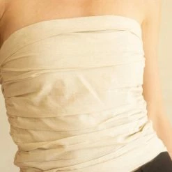 Crescent Olive And Bette's - Yucca Ruched Tube Top - Oatmeal Accessories