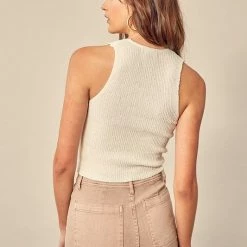 Miou Muse Accessories Olive And Bette's - V-Neck Knit Tank - Ivory