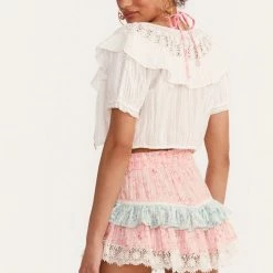 Skirts Love Shack Fancy - Tanisha Mini Skirt - Blue Moon Sands