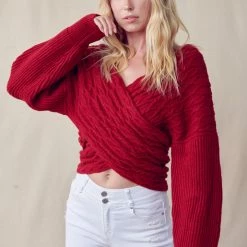 Olive & Bette's Olive And Bette's - Crossover Sweater - Cherry Berry Sweaters