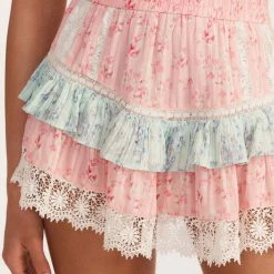 Skirts Love Shack Fancy - Tanisha Mini Skirt - Blue Moon Sands