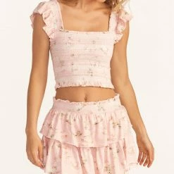 PerfectWhiteTee Love Shack Fancy - Ruffle Mini Skirt - Ballet Pink