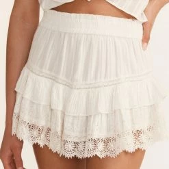 Love Shack Fancy - Tanisha Mini Skirt - True White Skirts