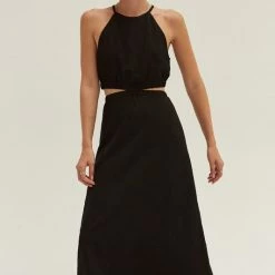 Olive & Bette's Dresses Olive And Bette's - Montana Halter Two Piece Midi Dress - Black