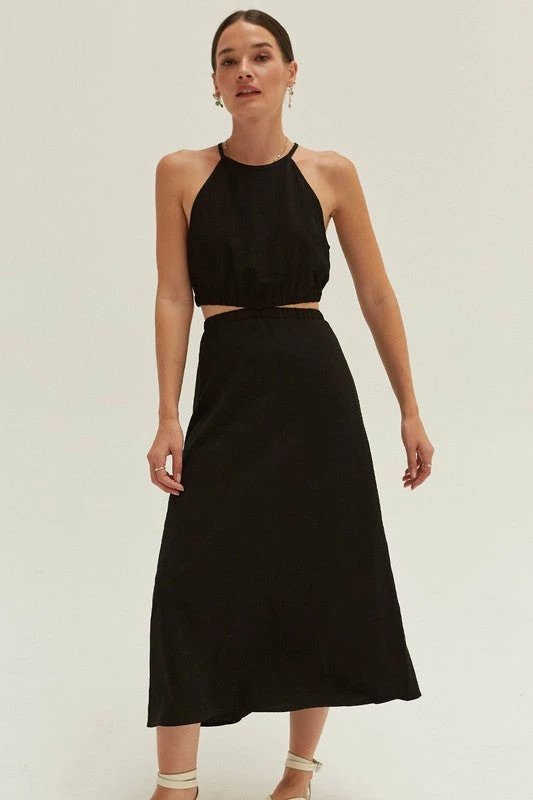 Olive & Bette's Dresses Olive And Bette's - Montana Halter Two Piece Midi Dress - Black
