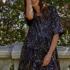 Olive & Bette's Olive And Bette's - Sequin Babydoll Dress - Black