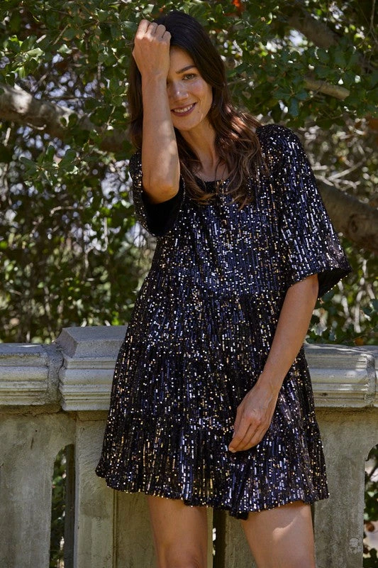 Olive & Bette's Olive And Bette's - Sequin Babydoll Dress - Black